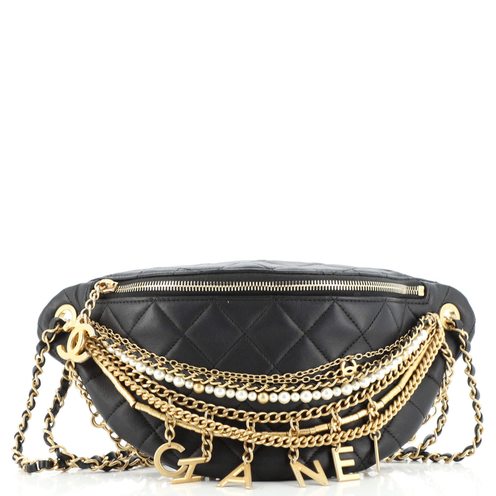 Chanel All About Chains Waist Bag Quilted Lambskin Black 1528871