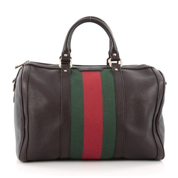 Gucci Vintage Web Boston Bag Leather Medium Brown