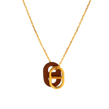 Hermes O'Maillon Pendent Necklace Metal and Leather