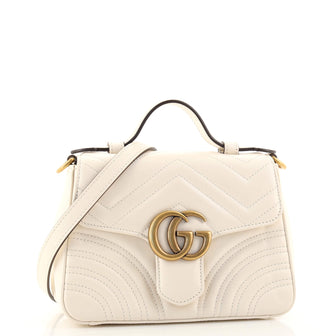 Gucci GG Marmont Top Handle Flap Bag Matelasse Leather Mini