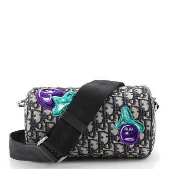 Christian Dior Kenny Scharf Roller Messenger Bag Embroidered Oblique Canvas