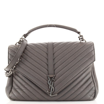 Saint Laurent Classic Monogram College Bag Matelasse Chevron Leather Large