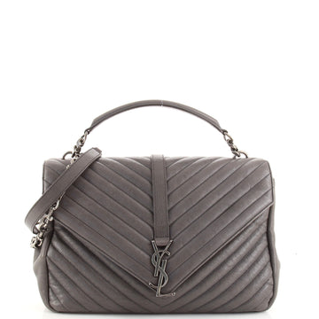 Saint Laurent Classic Monogram College Bag Matelasse Chevron Leather Large