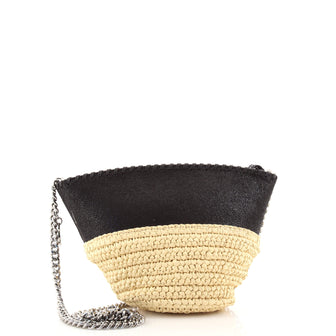 Stella McCartney Falabella Chain Bucket Bag Raffia and Shaggy Deer Mini