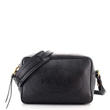 Prada Logo Camera Bag Embossed Leather Small