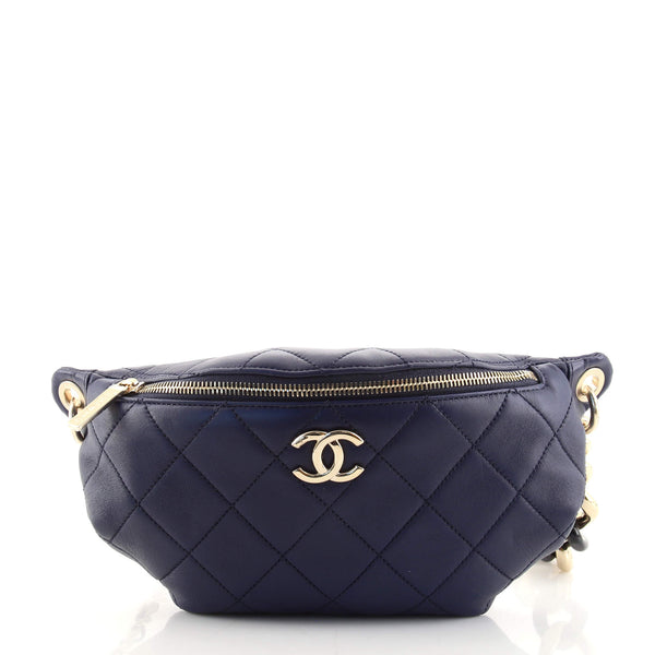Chanel Resin Elegant Chain Belt Bag Quilted Lambskin Blue  display picture 2