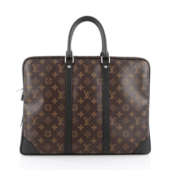 Louis Vuitton Porte-Documents Voyages Bag Macassar Monogram Canvas PM