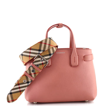 Burberry Banner NM Tote Leather with Vintage Check Canvas Small