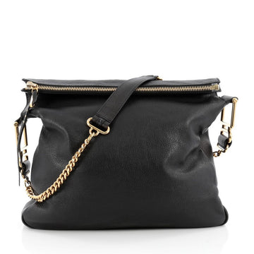 Chloe Vanessa Chain Shoulder Bag Leather Large Black