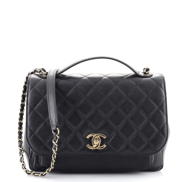 CHANEL Caviar Quilted Large Business Affinity Shopping Bag Black