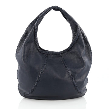 Bottega Veneta Baseball Hobo Leather with Intrecciato Detail Medium