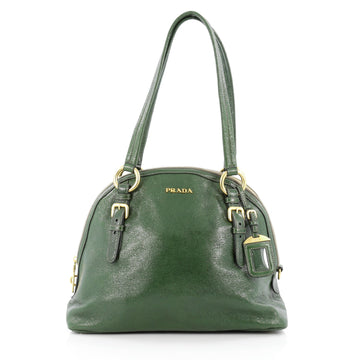 Prada Zippers Buckle Dome Shoulder Bag Patent Large