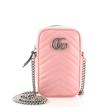 Gucci GG Marmont Vertical Phone Crossbody Bag Matelasse Leather Mini