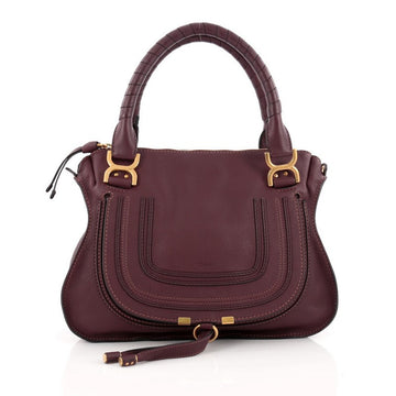 Chloe Marcie Satchel Leather Medium Purple