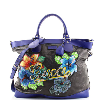 Gucci Convertible Zip Tote Embellished Leather Large