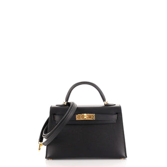 Hermes Kelly Mini II Bag Black Epsom with Gold Hardware 20
