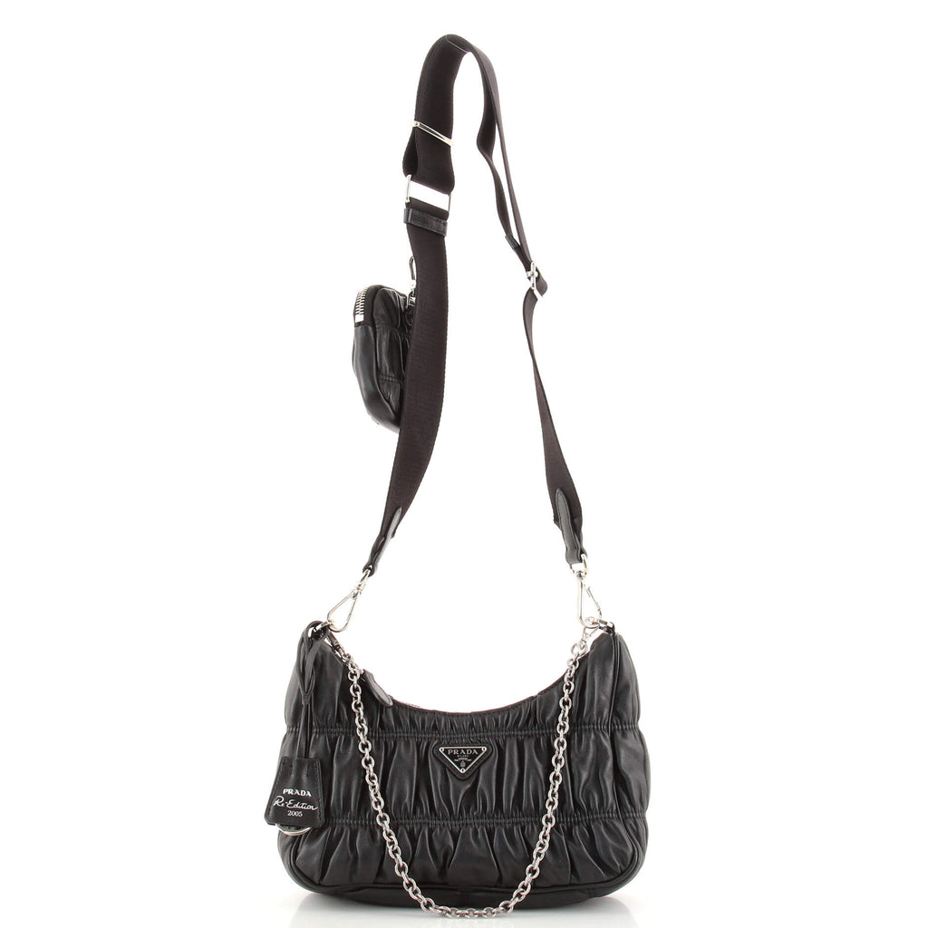 Prada Re-Edition 2005 Shoulder Bag Nappa Gaufre Small Black 1530816