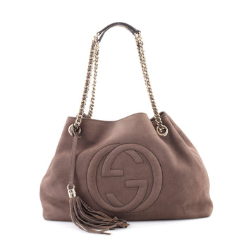 Gucci Soho Chain Strap Shoulder Bag Nubuck Medium