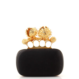 Alexander McQueen Venus Fly Trap and Skull Knuckle Box Clutch Satin Small