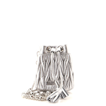 Miu Miu Bandoliera Chain Bucket Bag Matelasse Leather Mini