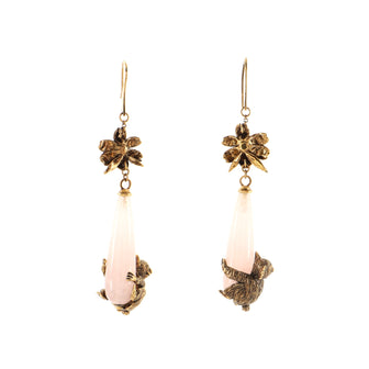 Prada Koala Talisman Drop Earrings Metal and Rose Quartz