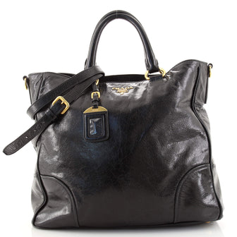 Prada Convertible Shopping Tote Vitello Shine Medium