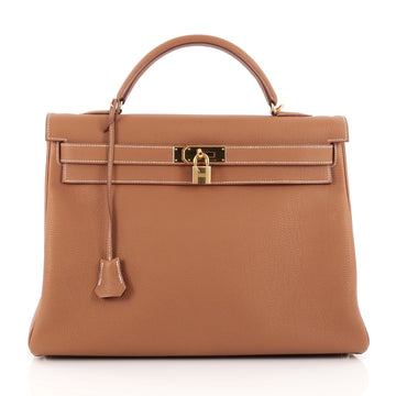 Hermes Kelly Handbag Brown Togo with Gold Hardware 40