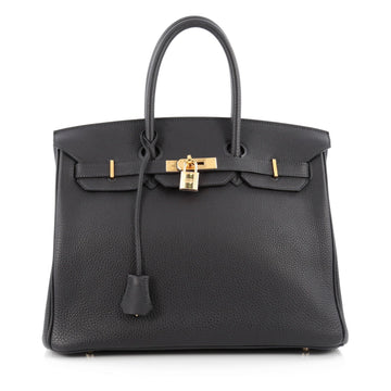 Hermes Birkin Handbag Blue Togo With Gold Hardware 35