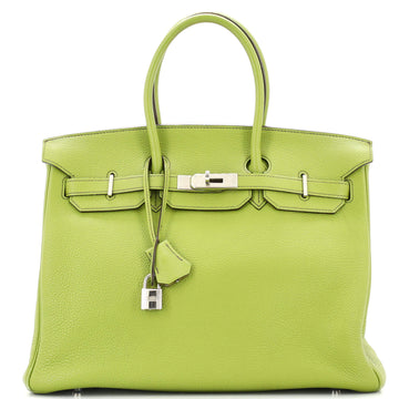 Hermes Birkin Handbag Green Togo with Palladium Hardware 35