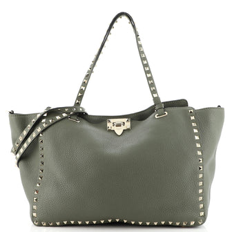 Valentino Rockstud Tote Pebbled Leather Medium