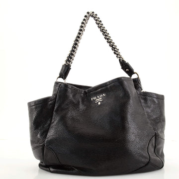 Prada Lux Chain Side Pocket Hobo Cervo Leather Small