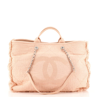 Chanel Double Face Deauville Tote Fringe Quilted Canvas Large