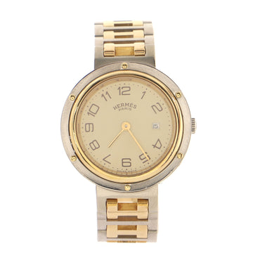 Hermes Clipper Quartz Watch Stainless Steel with Plated Metal 30