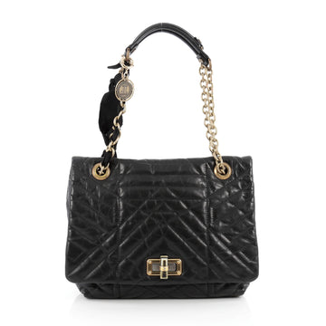 Lanvin Happy Shoulder Bag Quilted Leather Medium black
