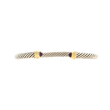 David Yurman Cable Classic Bracelet Sterling Silver with 18K Yellow Gold and Amethyst 4mm