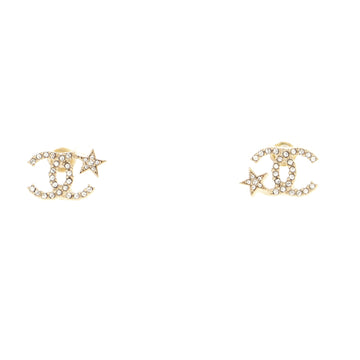 Chanel CC Starfall Stud Earrings Metal and Crystals
