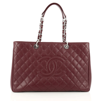 Chanel Grand Shopping Tote Quilted Caviar XL red