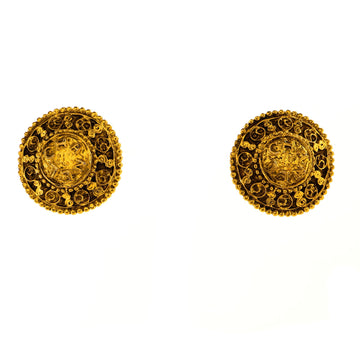 Chanel Vintage Logo Round Clip-On Earrings Metal