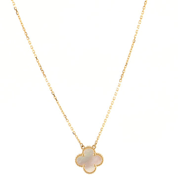 Van Cleef & Arpels Vintage Alhambra Pendant Necklace 18K Yellow Gold and Mother of Pearl
