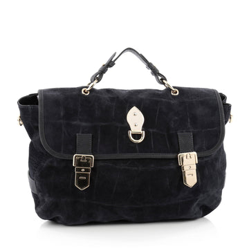 Mulberry Tillie Satchel Crocodile Embossed Suede Medium blue