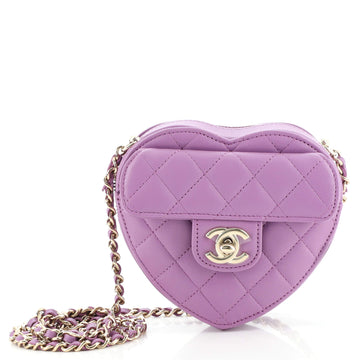 Chanel CC in Love Heart Clutch with Chain Quilted Lambskin