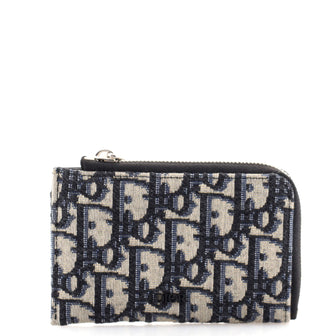 Christian Dior Half Zip Card Holder Oblique Canvas