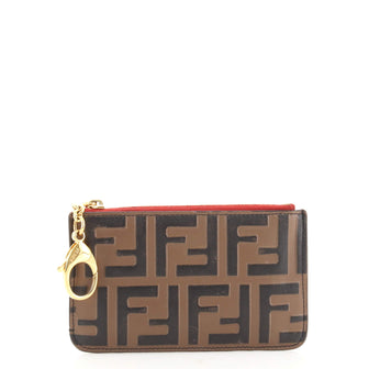Fendi Zipped Key Pouch Zucca Embossed Leather