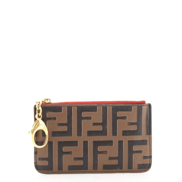 Fendi Zipped Key Pouch Zucca Embossed Leather