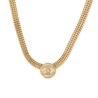 Chanel CC Medallion Chain Link Choker Necklace Metal