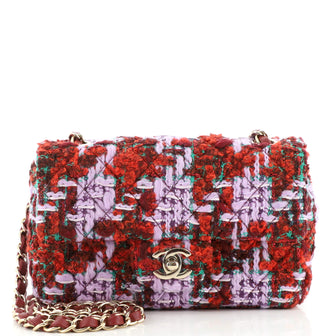 Chanel Classic Single Flap Bag Quilted Tweed Mini