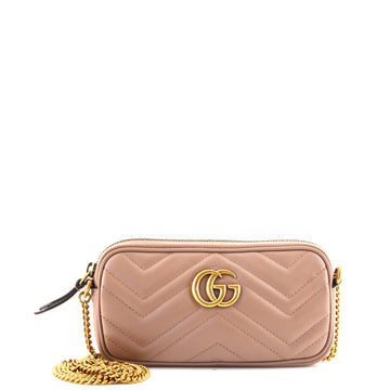 Gucci GG Marmont Chain Crossbody Bag Matelasse Leather Mini