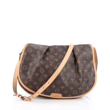 Louis Vuitton Menilmontant Handbag Monogram Canvas MM brown