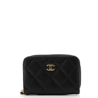 Chanel CC Zip Coin Purse Quilted Caviar Small