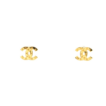 Chanel Engraved CC Stud Earrings Metal